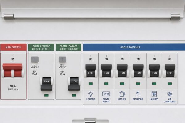 Hoe moeten de knoppen in de meterkast staan